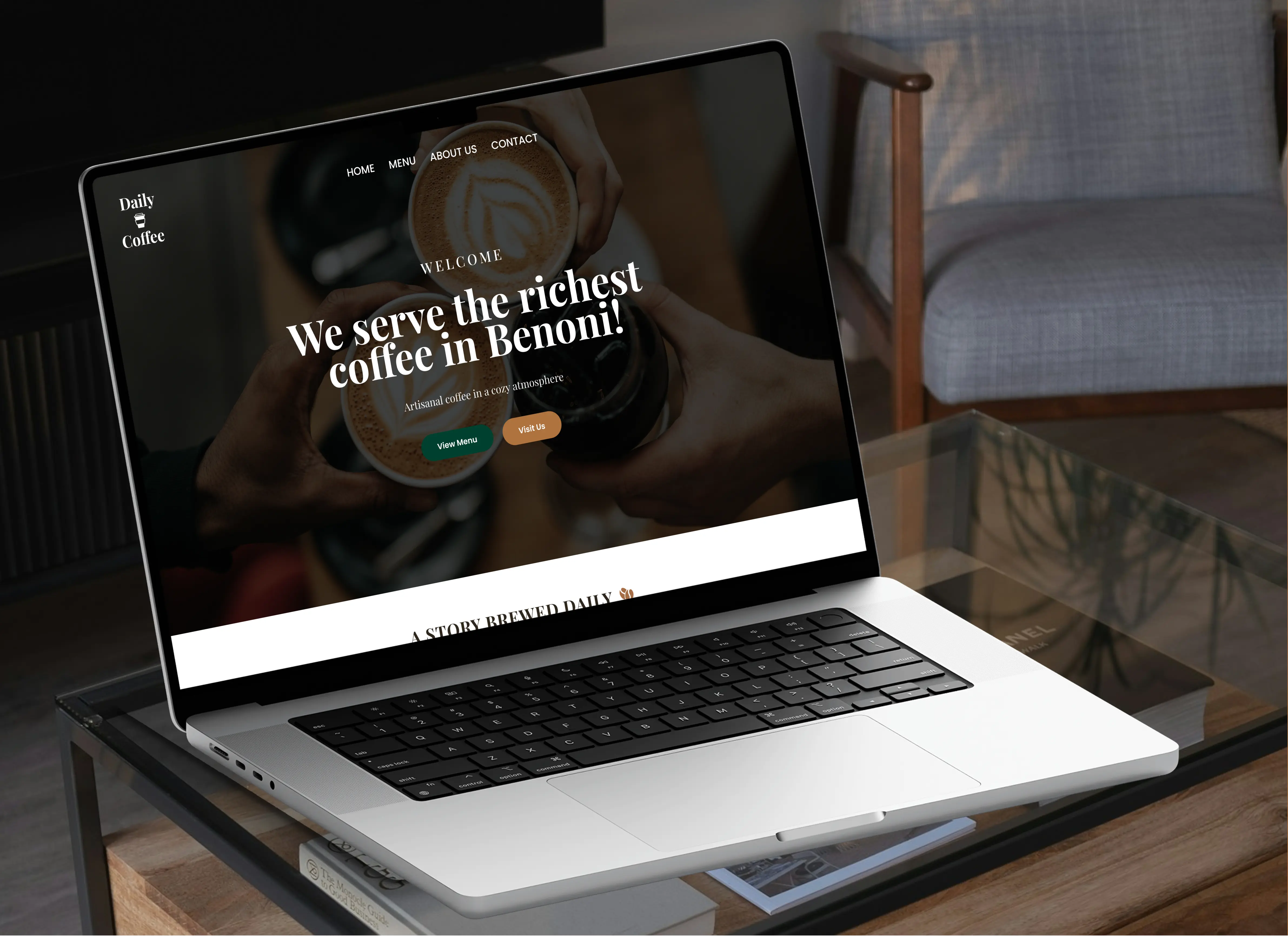 Daily Coffee café website homepage
