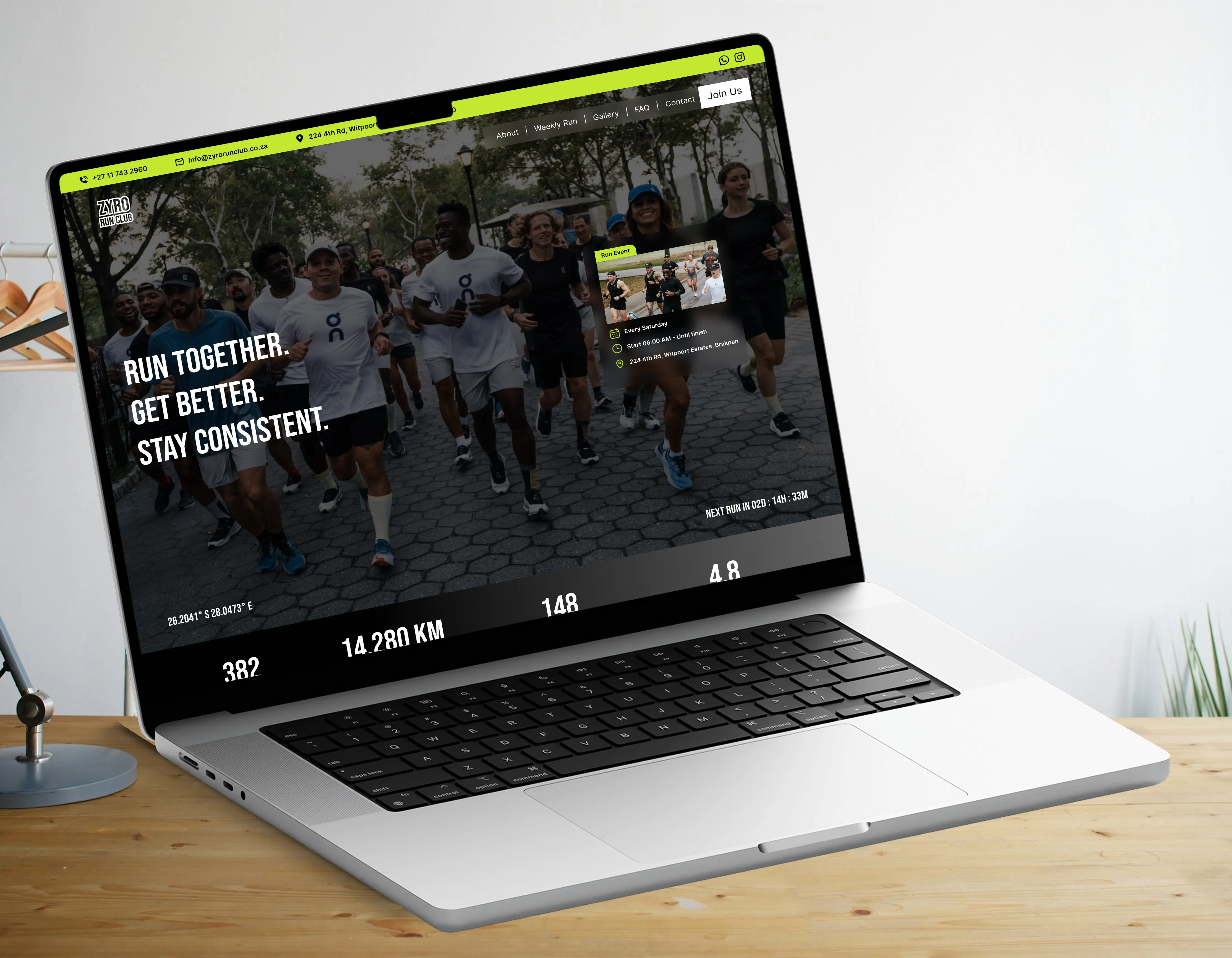 Zyro Run Club community website homepage